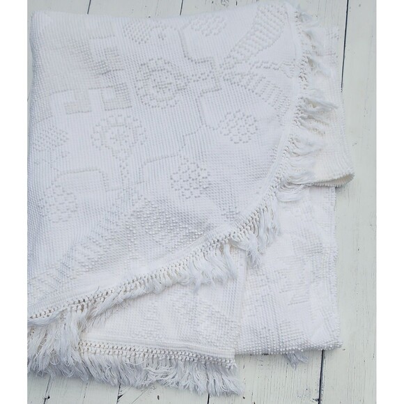 Bates Of Maine Bedspread Matelasse Blanket Full Queen Vintage White 100% Cotton - Picture 3 of 9